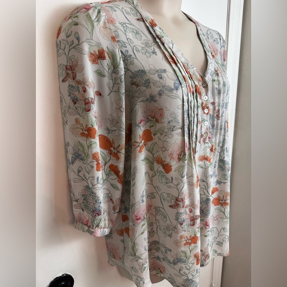 Rose + Olive Women’s lightweight Blouse Orange floral 3/4 Sleeve Size 1X #1637 - Picture 5 of 8